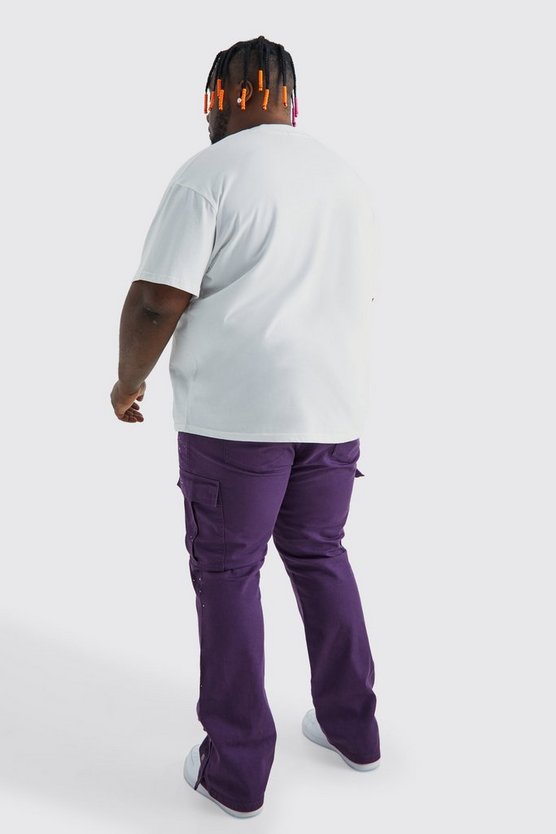 Plus Slim-Fit Cargo-Hose mit Farbspritzern und Druckknöpfen