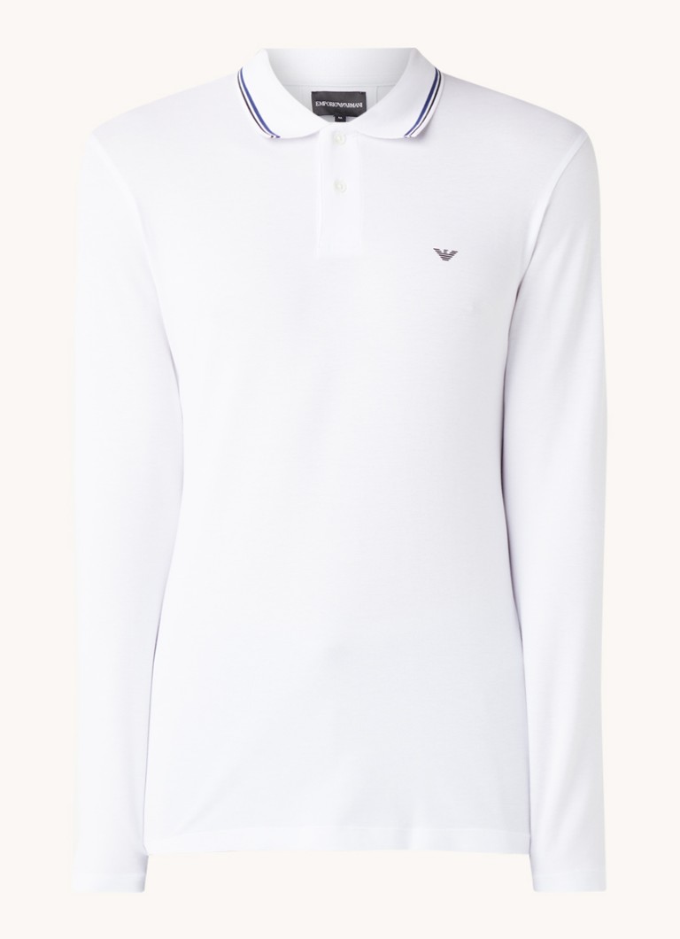Emporio Armani polo majica s dugim rukavima od pike pamuka, uskog kroja