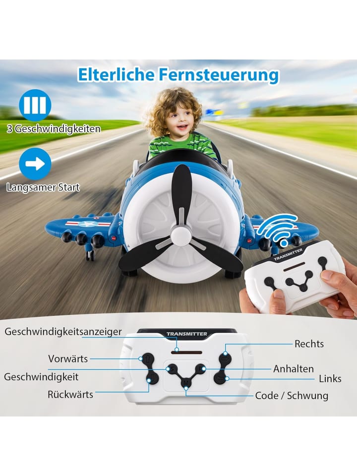 COSTWAY Elektroflugzeug Aufsitz ab 3 Jahren in Blau günstig kaufen onesize