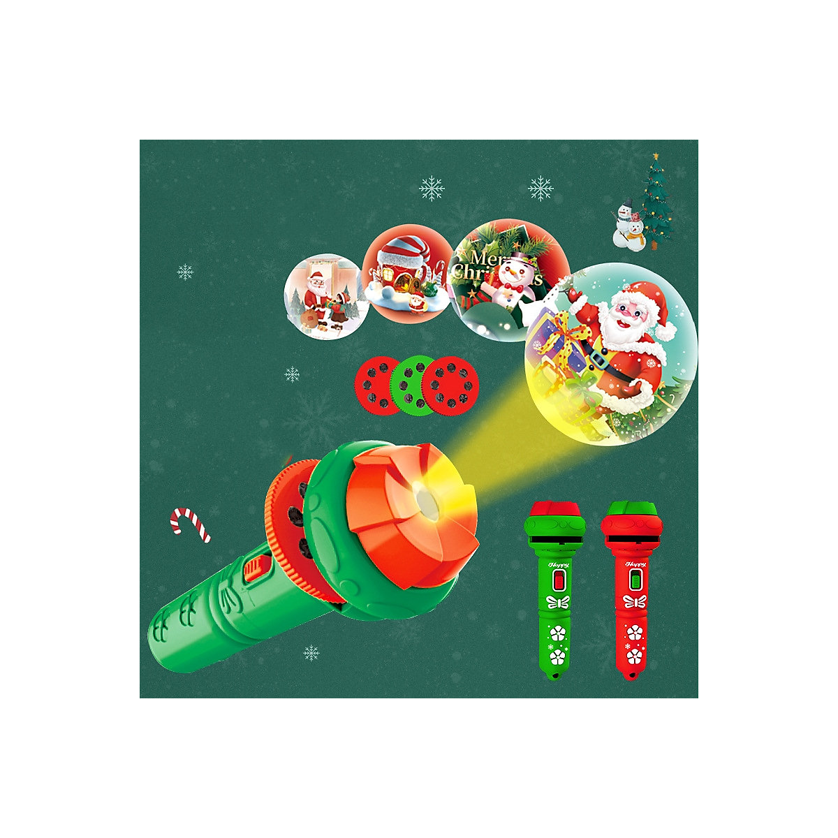 Projektor-Taschenlampe für die frühe Bildung von Kindern Kinder-Weihnachtsmann-Lernspielzeug mit leuchtendem Muster