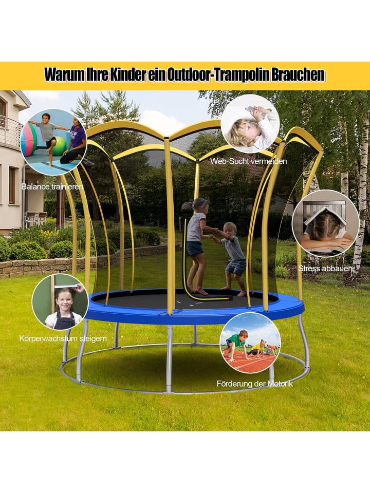 COSTWAY Gartentrampolin Outdoor in Gelb günstig kaufen 244 x 244 cm