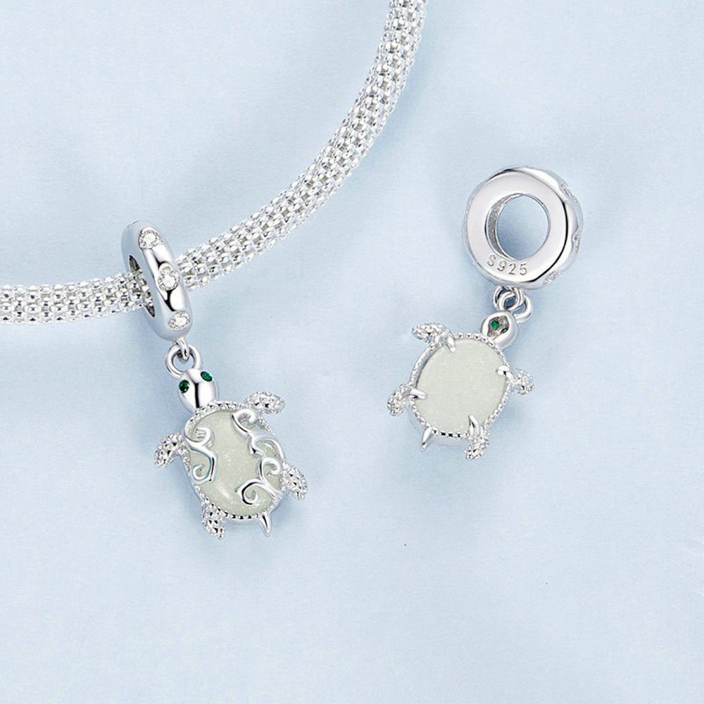 POCHUMIDUU Bead 925 Sterling Silber Leuchtstein Schildkröte diy Anhänger Zubehör (1-tlg., Perlen für Armbänder und Halsketten), Geschenke für liebe Menschen