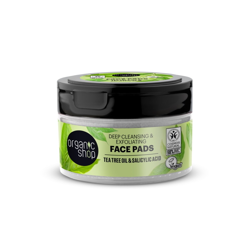 organic shop Disques nettoyants en profondeur pour le visage au tea tree 20 disques Nettoyant visage