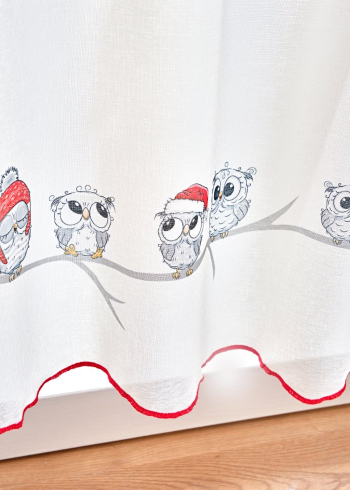 Scheibengardine mit Weihnachtsdruck