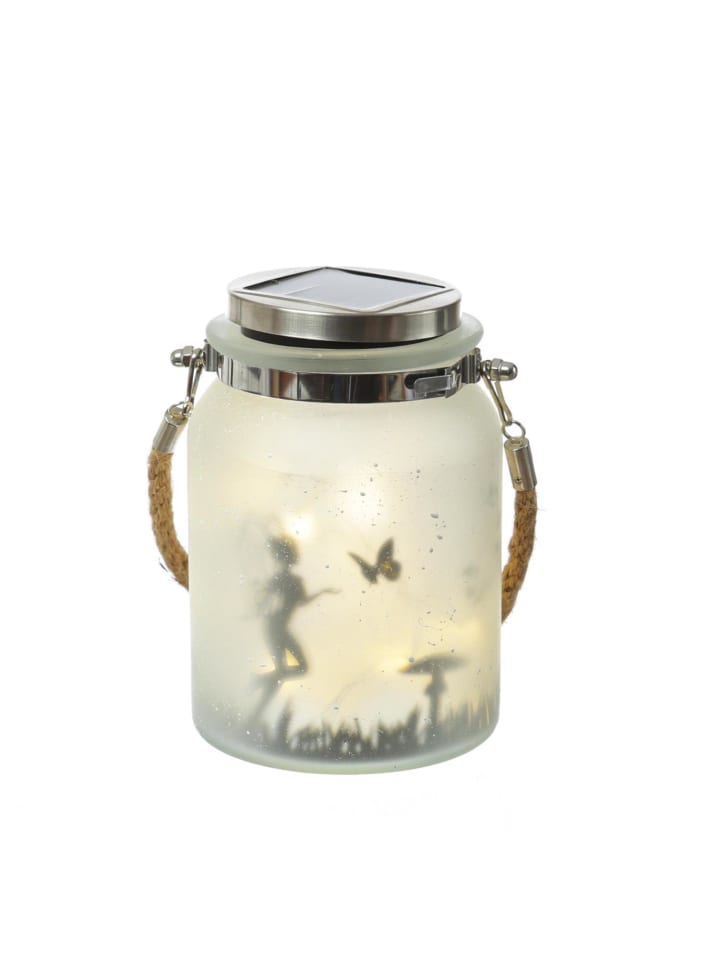 MARELIDA LED Solarglas Schmetterlingsfee Windlicht Laterne Feenlicht 16cm in weiß günstig kaufen onesize