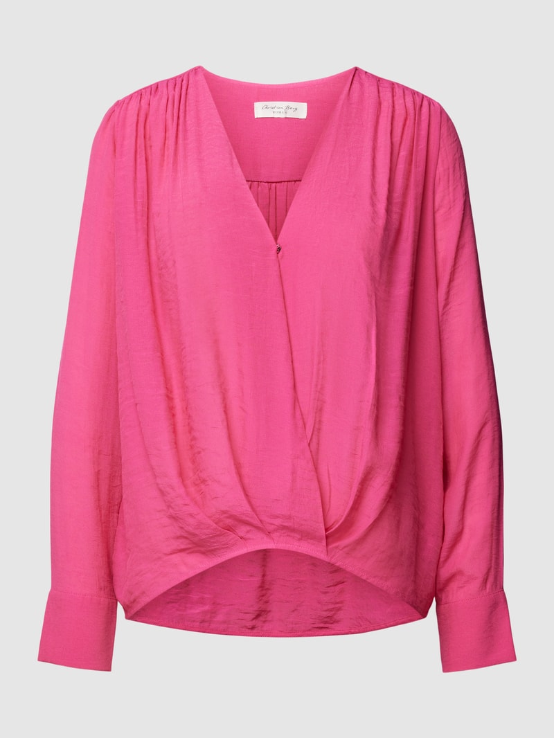 Blusenshirt aus Viskose-Mix mit V-Ausschnitt in pink