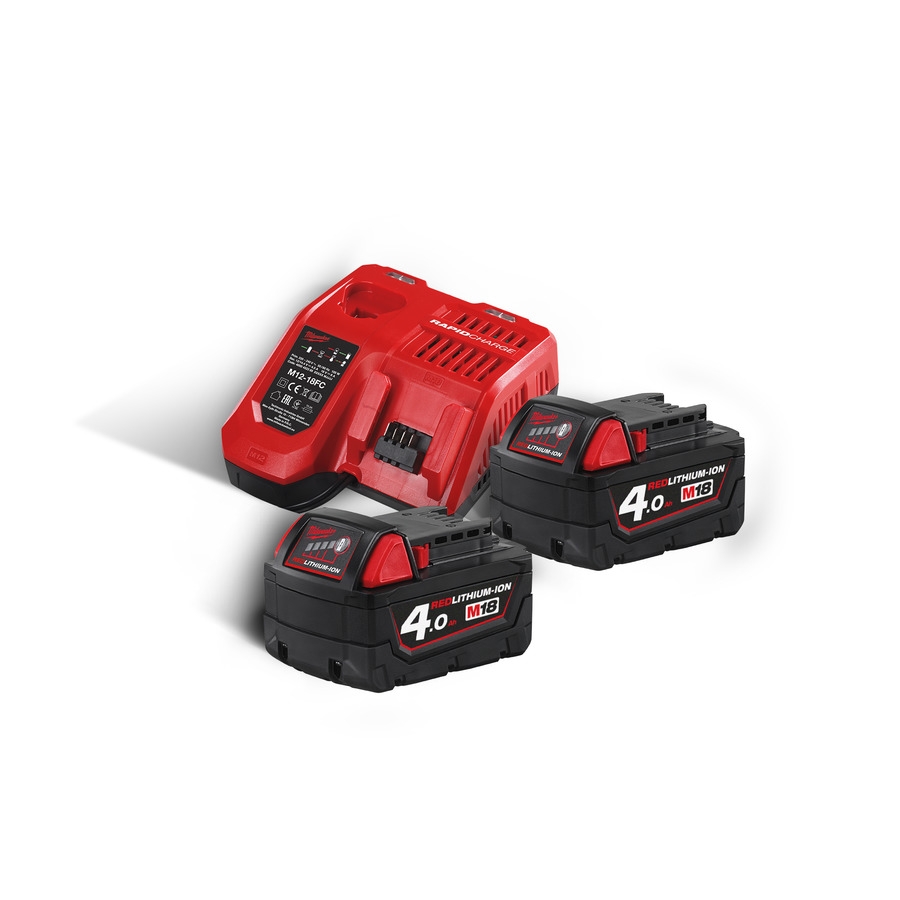 Milwaukee-tilbehør 4933459215 M18 NRG-402-pakke - 2 x 18V 4,0Ah batteri + lader