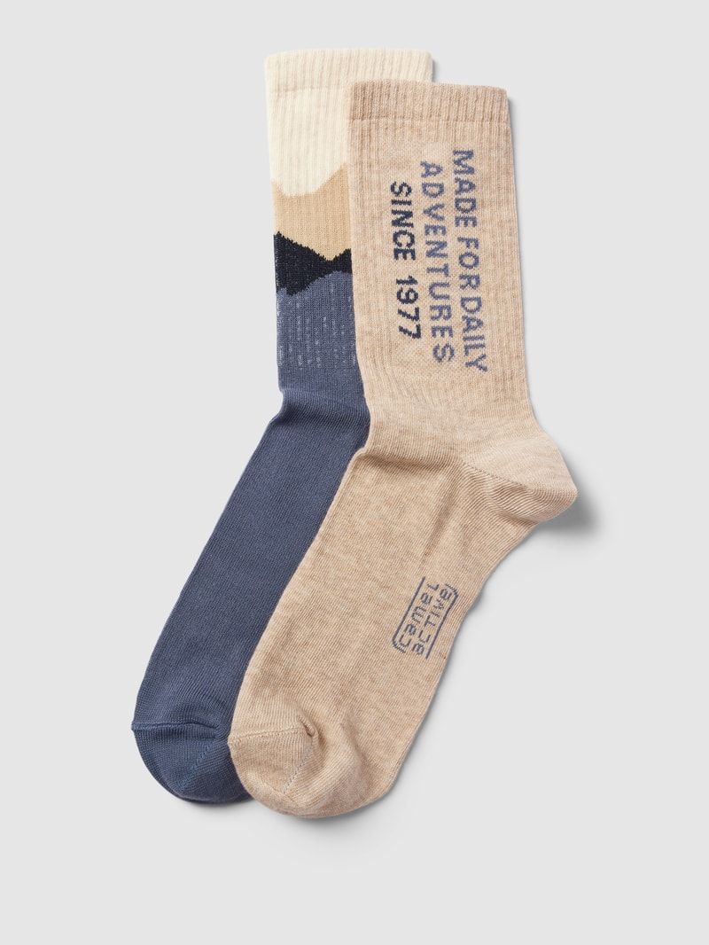 Socken mit Label-Print Modell 'MOUNTAIN' im 2er-Pack in beige
