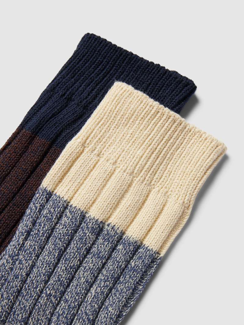 Socken in melierter Optik im 2er-Pack in blau meliert