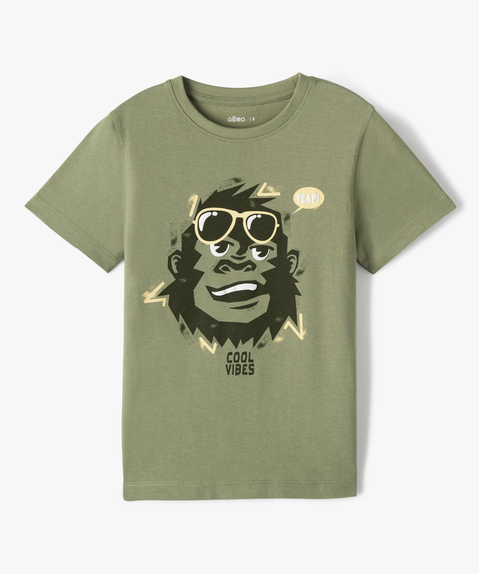 Tee-shirt Garçon à manches courtes avec motifs kaki | GEMO