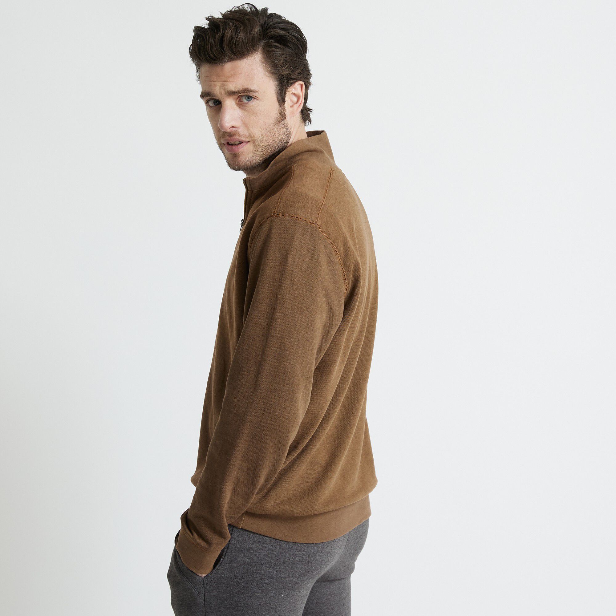 Sweat molleton col camionneur zippé