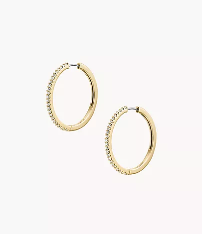 Fossil Creolen-Ohrringe Ellis Pavé Glitz Metall goldfarben
