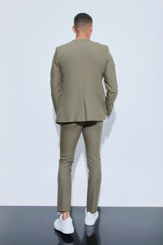 Einreihiger kragenloser Skinny Blazer