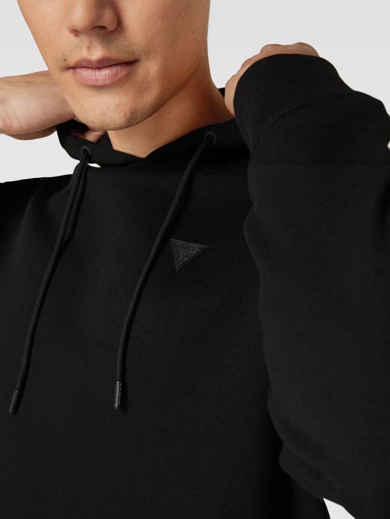 Hoodie mit Label-Detail Modell 'ALDWIN ' in schwarz