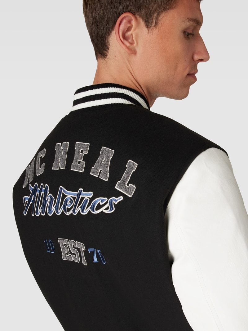 College-Jacke mit Label-Stitching in schwarz