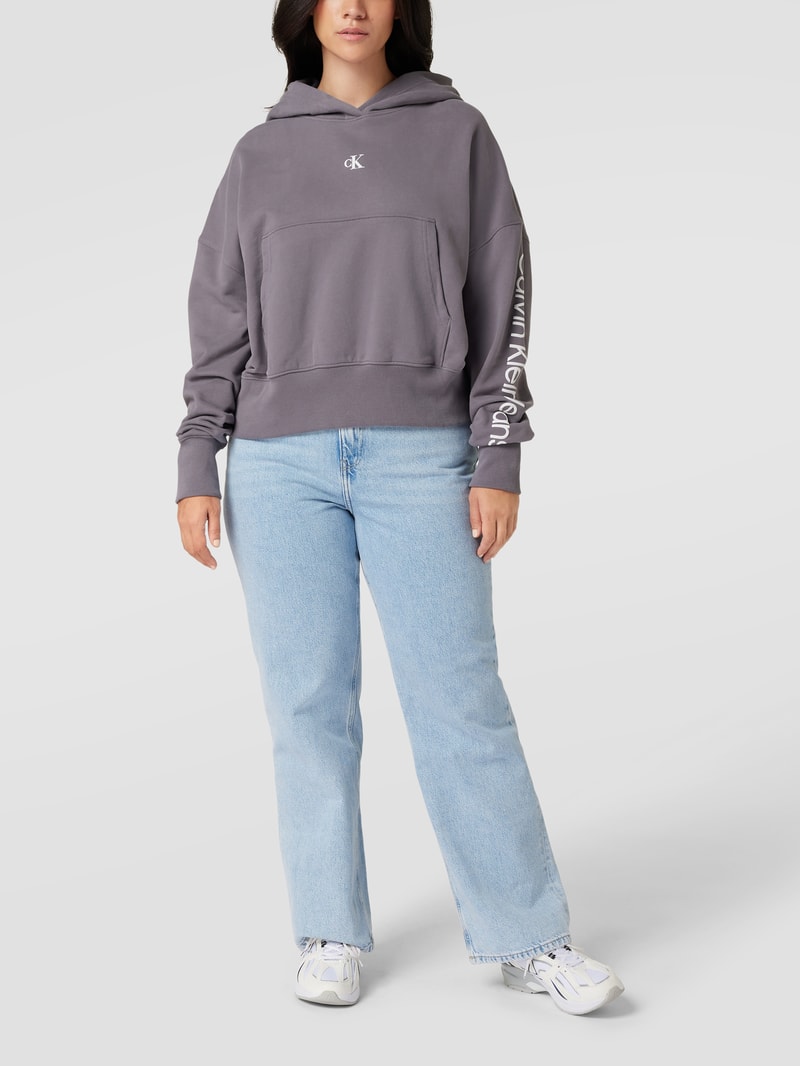 PLUS SIZE Hoodie mit Logo in mittelgrau
