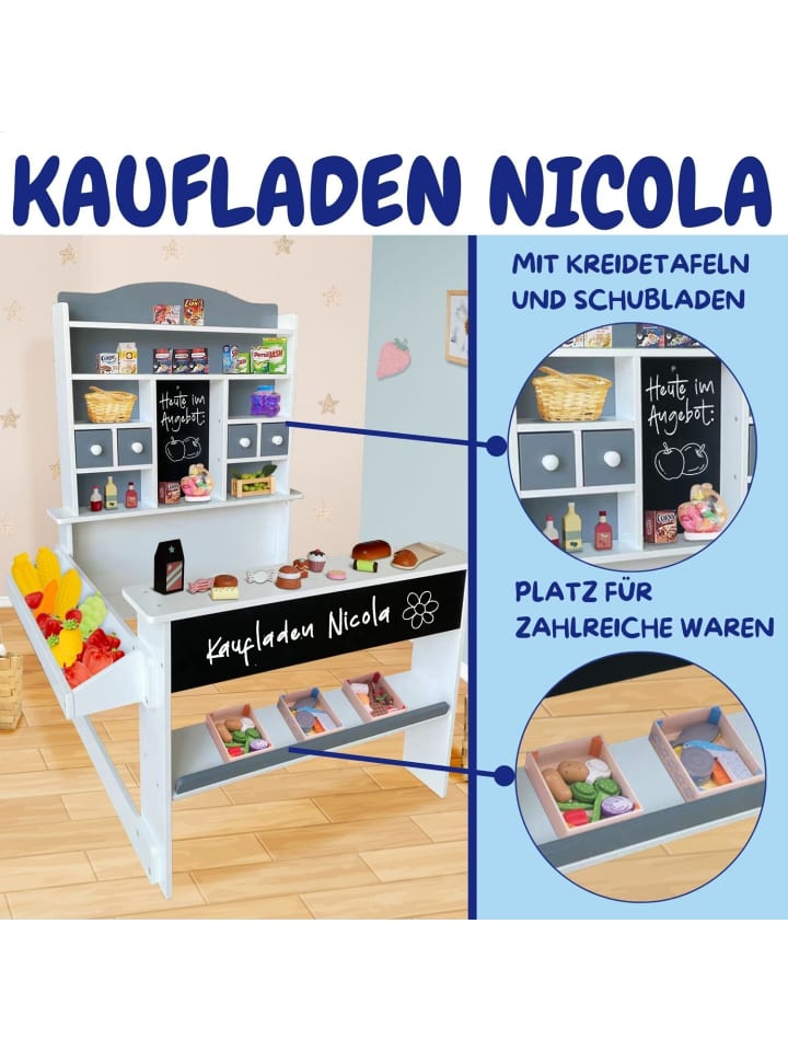 Coemo Kaufladen Nicola Holz mit Theke in Grau günstig kaufen onesize
