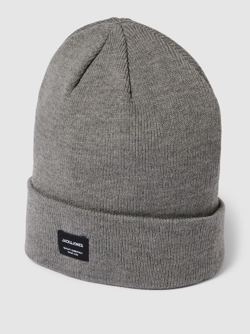 Beanie mit Label-Detail Modell 'DNA' in mittelgrau meliert