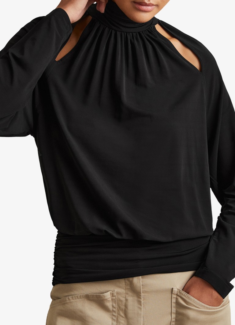 Top Reiss Adrienne con collo alto e dettagli traforati.