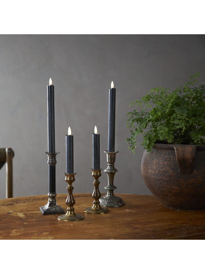 STAR Trading LED Stabkerzen Flamme 2er-Set aus Wachs in Schwarz günstig kaufen onesize