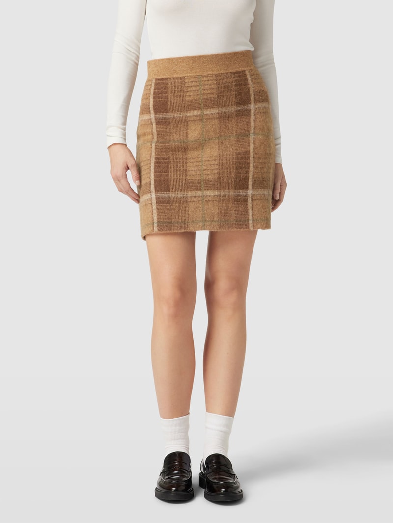 Minirock mit Tartan-Karo in camel