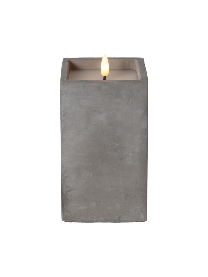 STAR Trading LED Blockkerze ,Flamme Cem', Zement, grau, 16,5cm günstig kaufen onesize