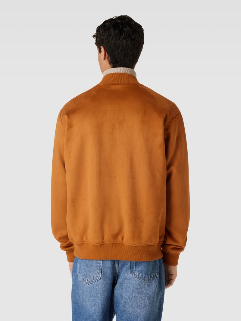 Sweatjacke mit Stehkragen in mittelbraun