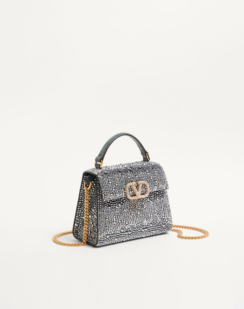 Valentino Garavani Vsling mini håndtaske med rhinsten og juvellogo