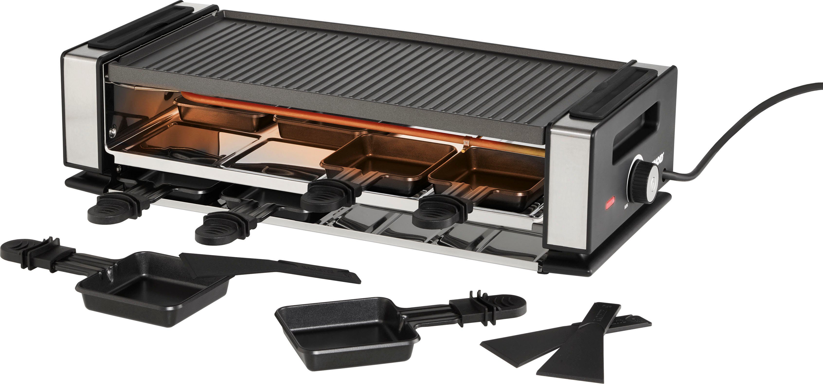 Unold Raclette Smokeless 48785, 8 Raclettepfännchen, 1200 W
