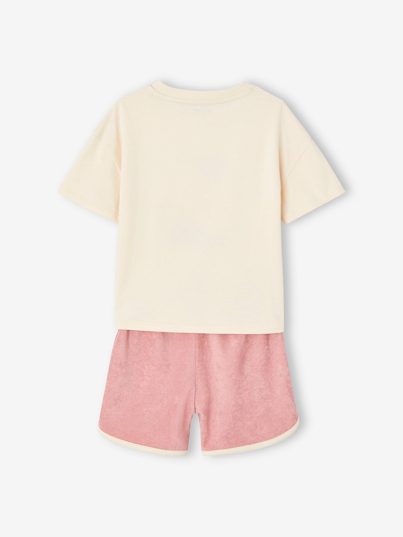 Vertbaudet Mädchen-Set: T-Shirt & Frottee-Shorts Oeko-Tex - pulver lila