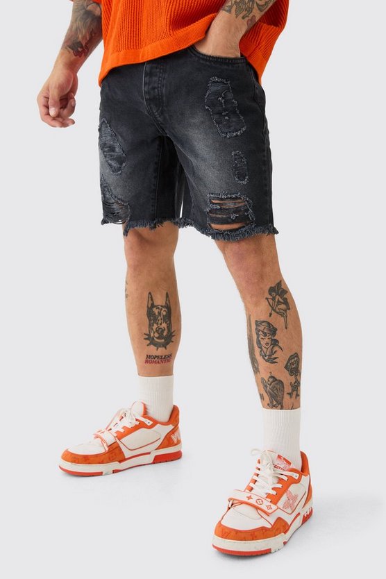 Schwarze Slim Jeansshorts
