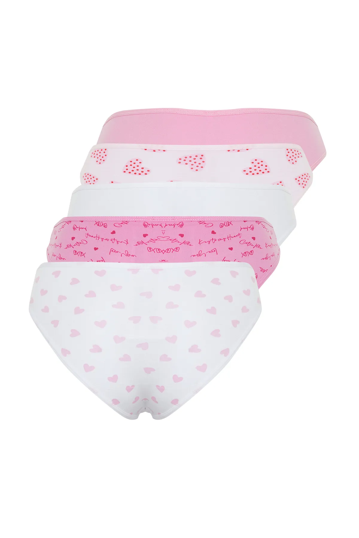 Trendyol Collection  Rosa-mehrfarbige brasilianische Strick-Slips aus Baumwolle im 5er-Pack THMSS24KU00029