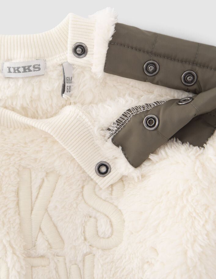 Sweat beige Sherpa avec nylon kaki épaules bébé garçon