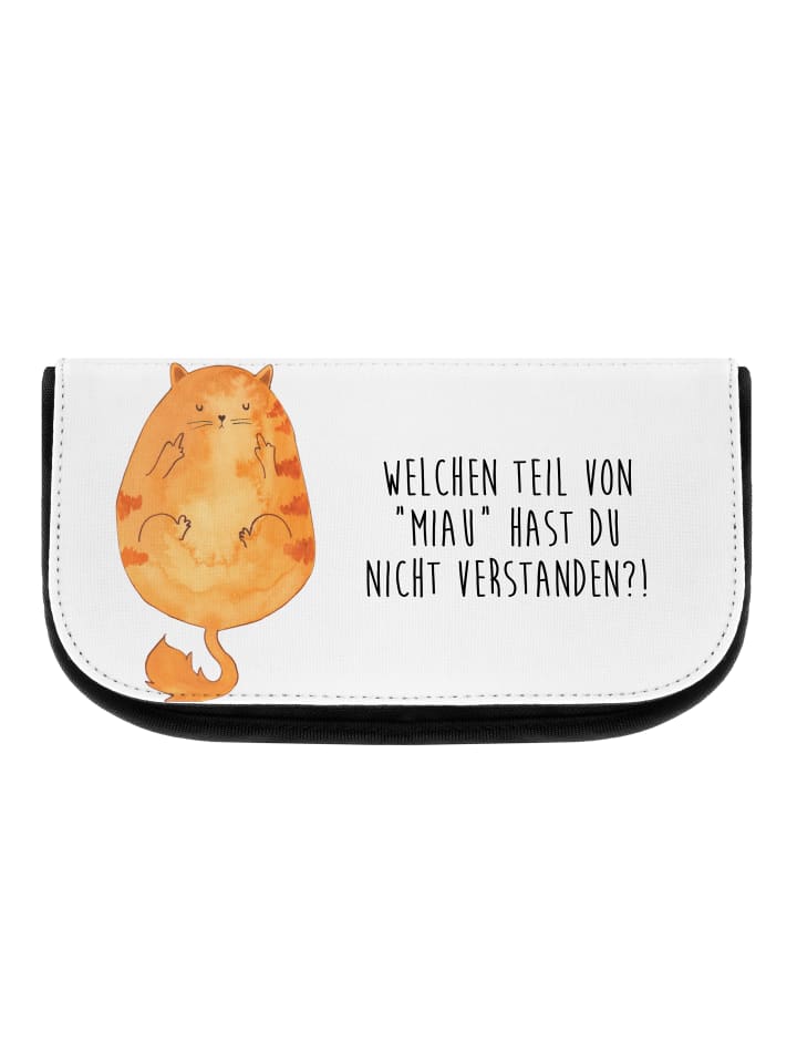 Mr. & Mrs. Panda Kosmetiktasche Katze Mittelfinger mit Spruch in Weiß günstig kaufen onesize