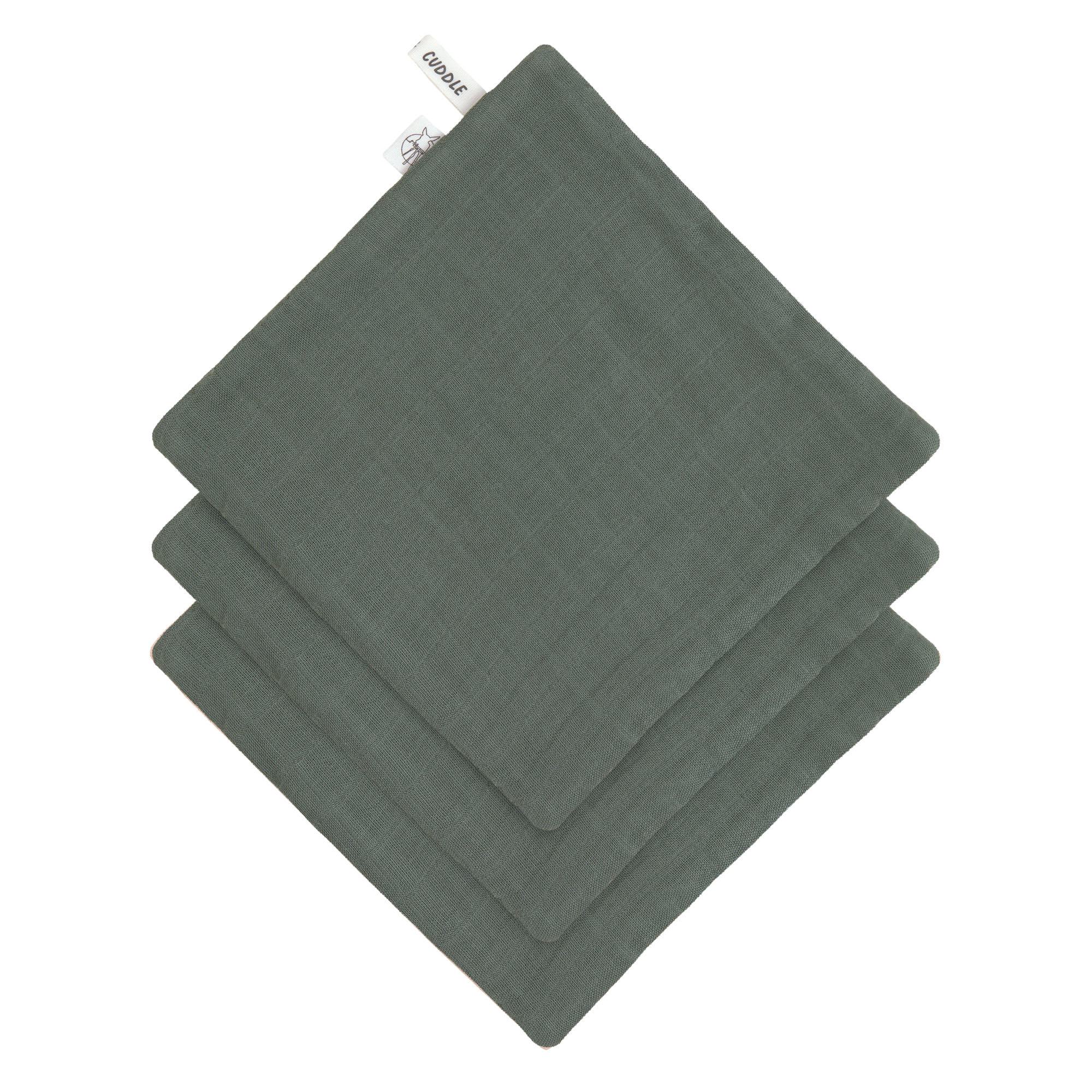 Musselin Waschlappen Baby 3er Set, Petrolgrün