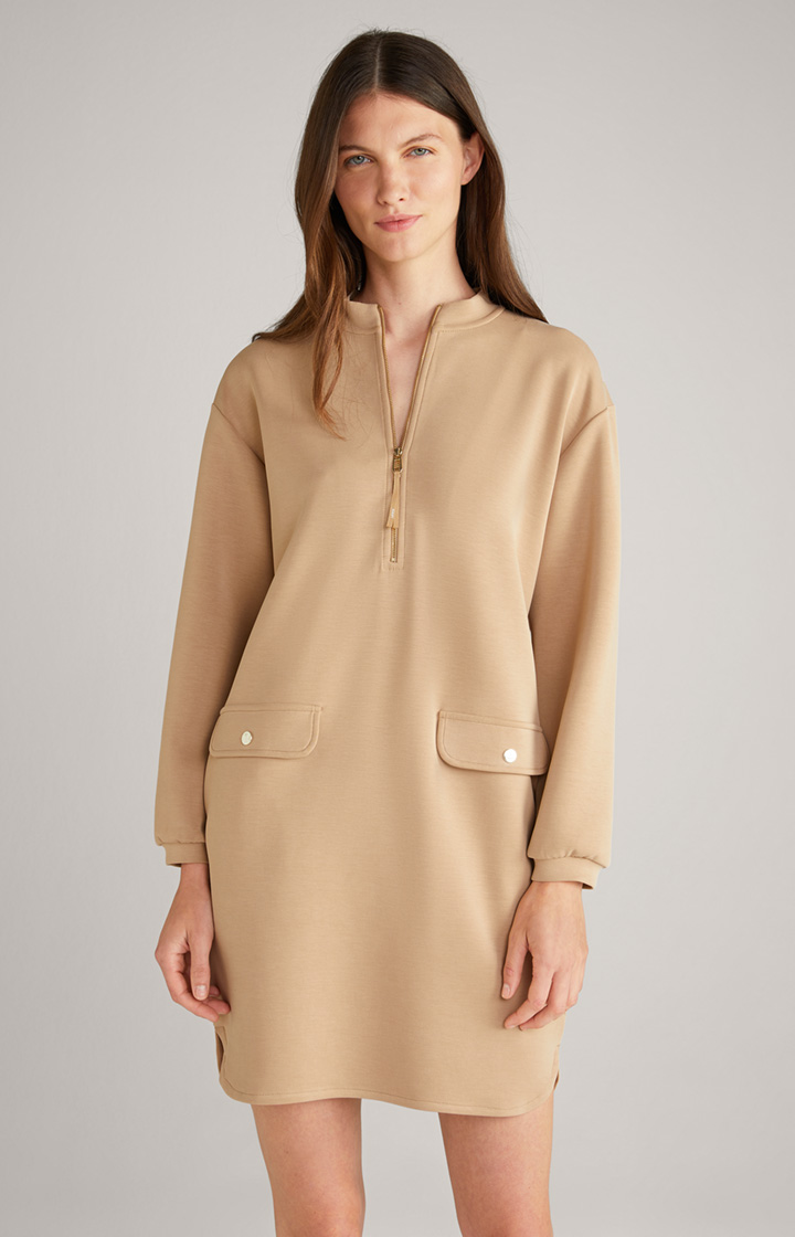 Soft Scuba-Sweat-Kleid in Beige