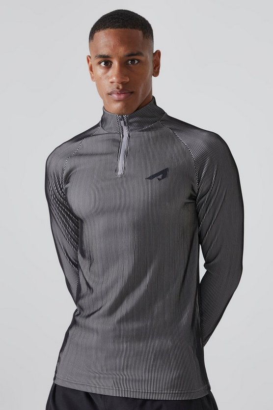 Geripptes Active Slim-Fit Oberteil mit Reißverschluss