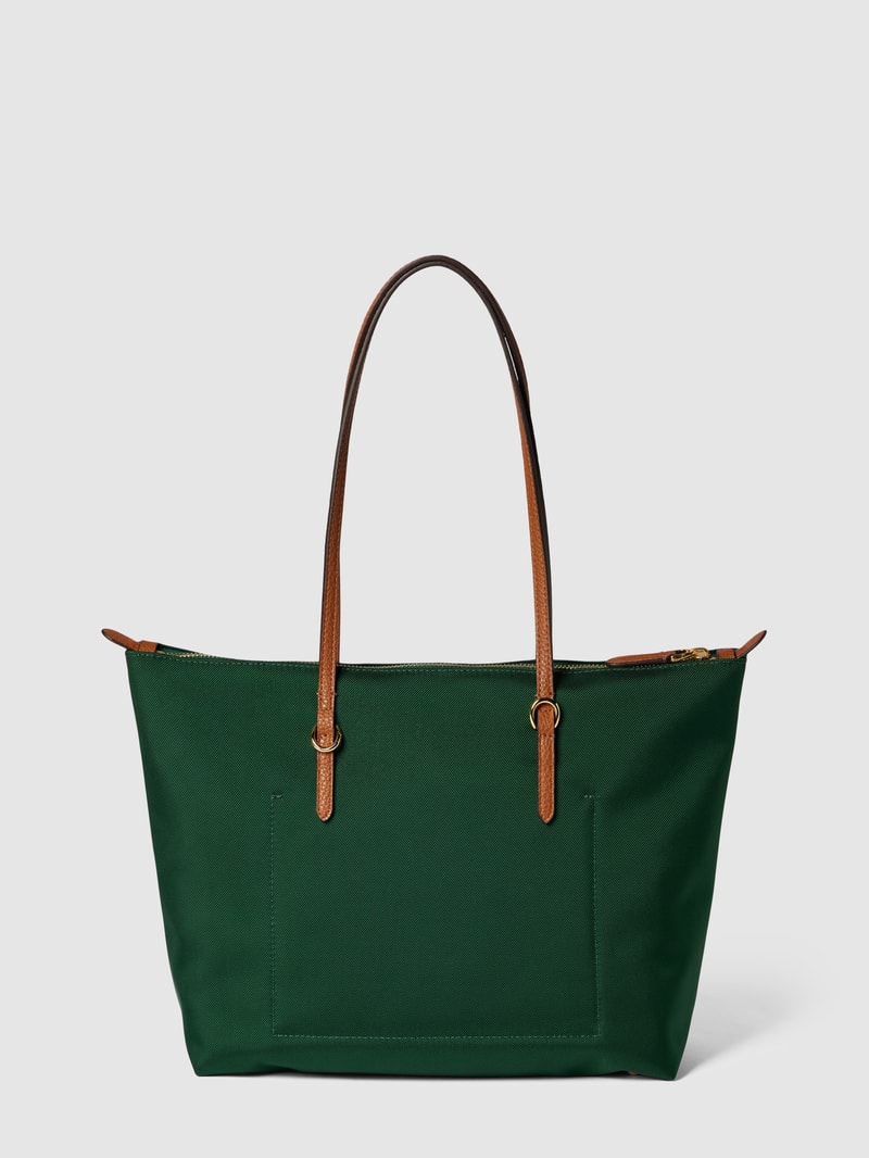 Tote Bag mit Label-Detail Modell 'KEATON' in dunkelgrün