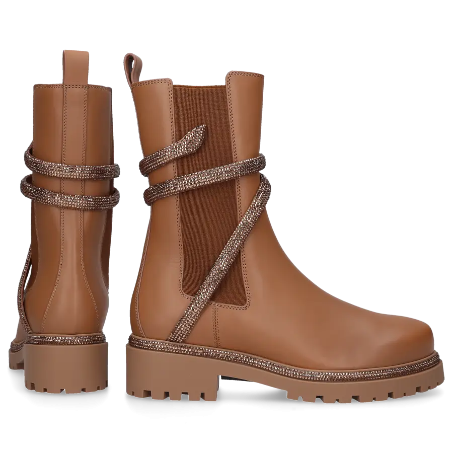 Rene Caovilla - Chelsea Boots CLEO CRYSTAL 25 Kalbsleder - braun