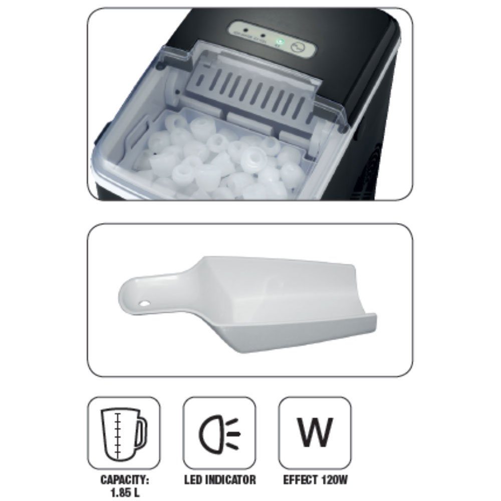 etc-shop Eiswürfelmaschine, Eiswürfel Maschine schwarz 1,85l Ice Cube Maker Leise 120W LED Anzeige