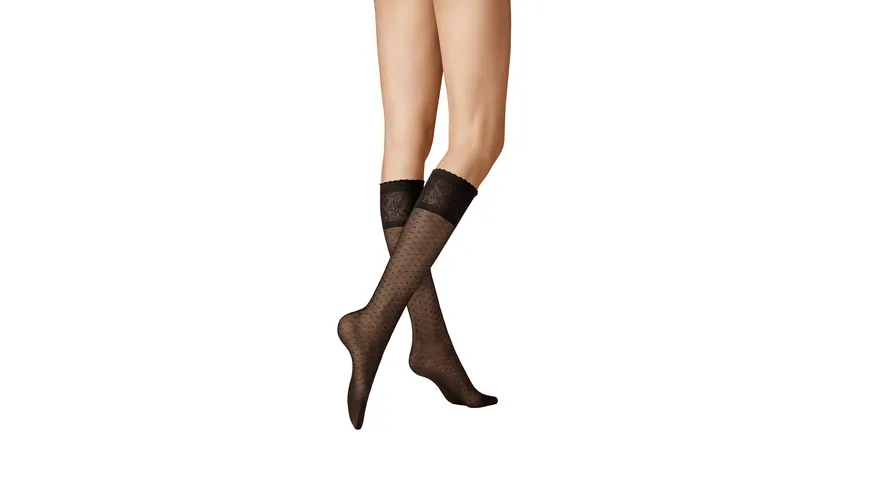 KUNERT Damen Kniestrümpfe New Dots 30 DEN Black