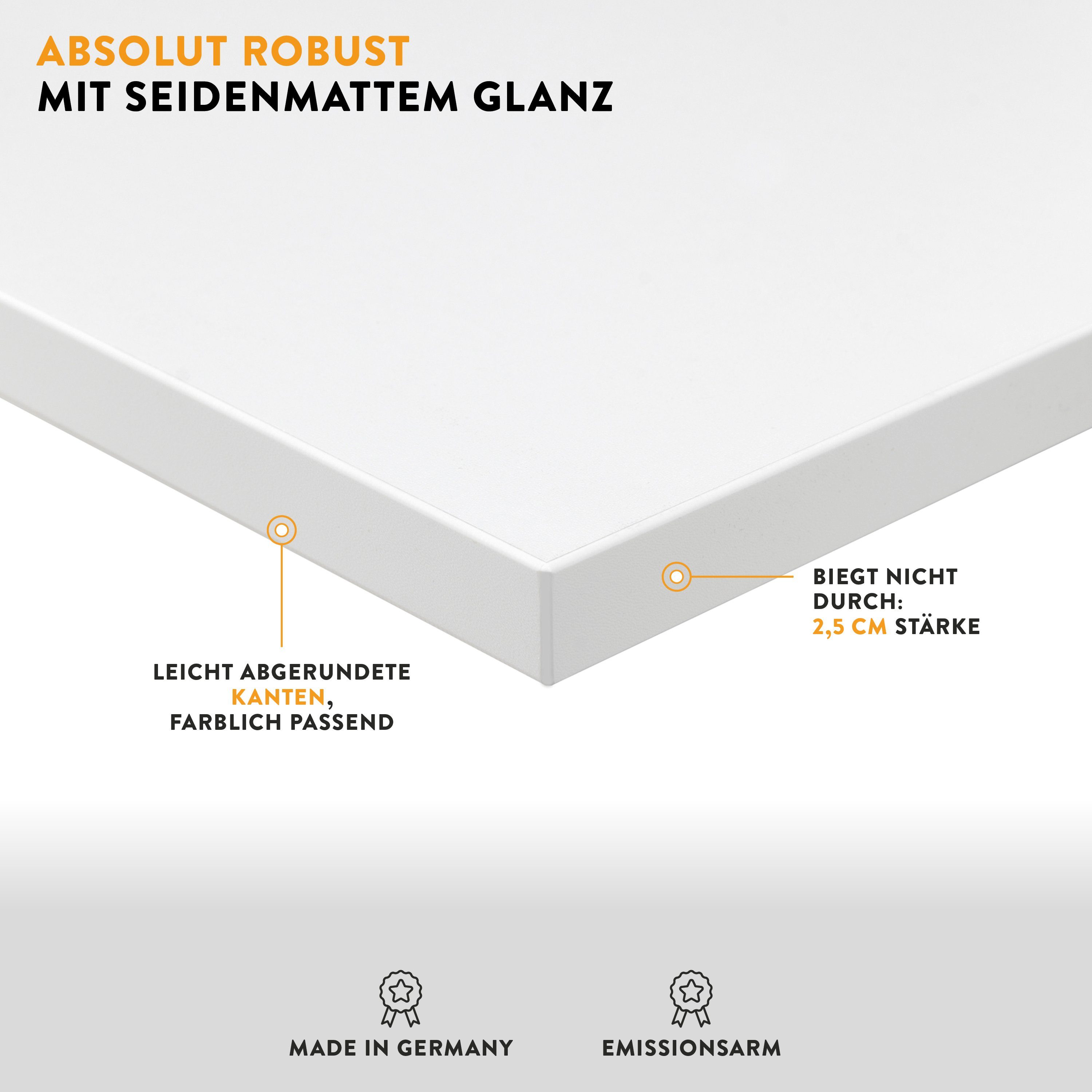 boho office® Schreibtischplatte, Tischplatte in Lichtgrau - 120 x 80 cm - 25mm stark - pflegeleicht