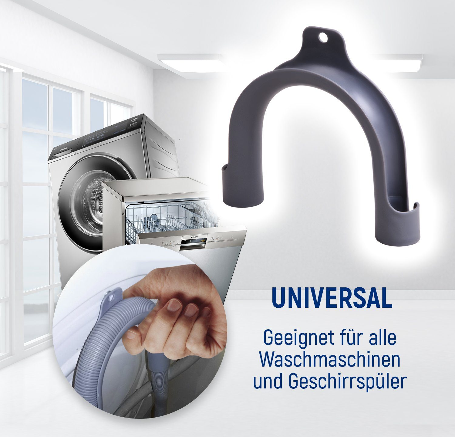 VIOKS Haltebogen universal Schlauchhalterung, (für Ablaufschlauch Waschmaschine Geschirrspüler)