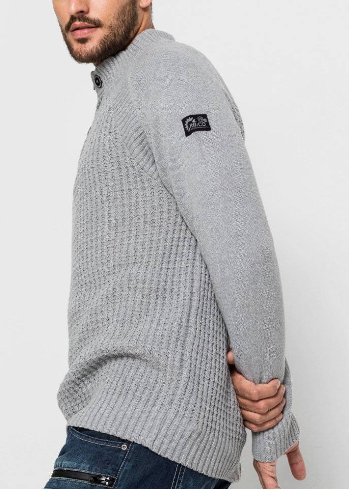 Stehkragen-Pullover mit recycelter Baumwolle