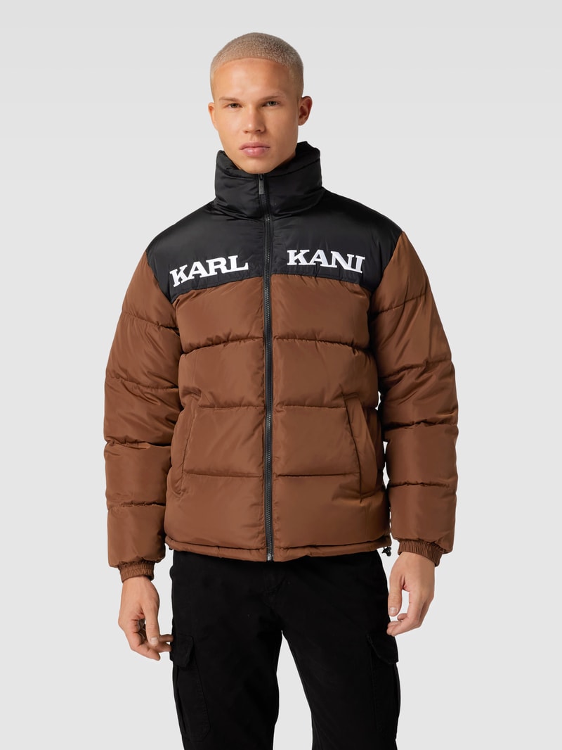 Steppjacke mit Label-Stitching Modell 'Retro Essential' in schokobraun