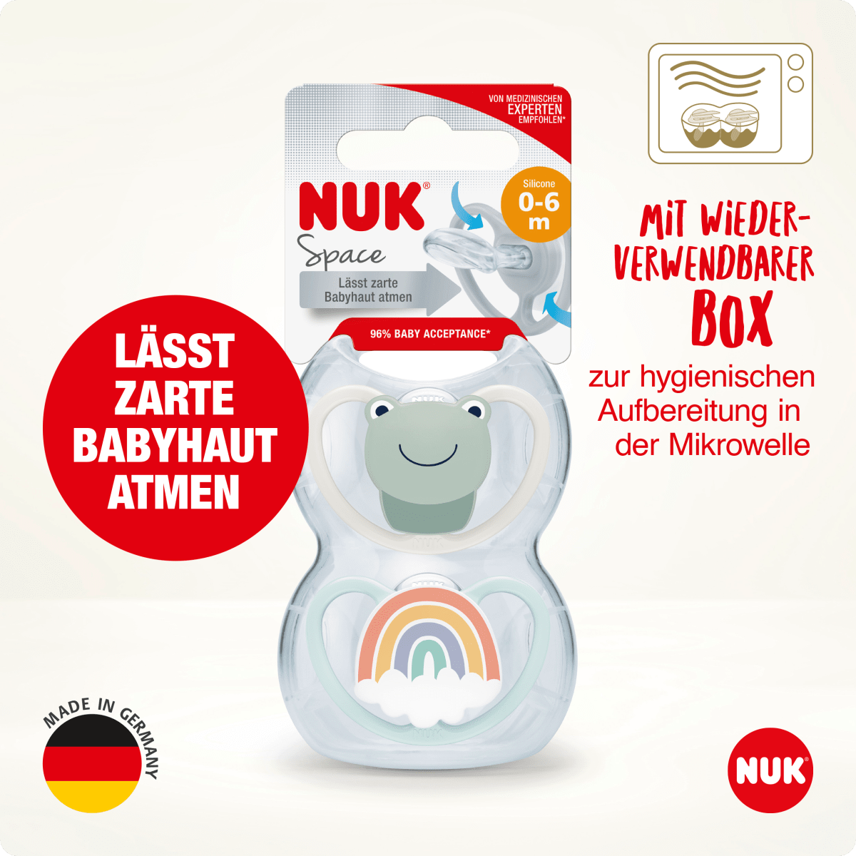Schnuller Space Silikon, beige/blau, 0-6 Monate, 2 St