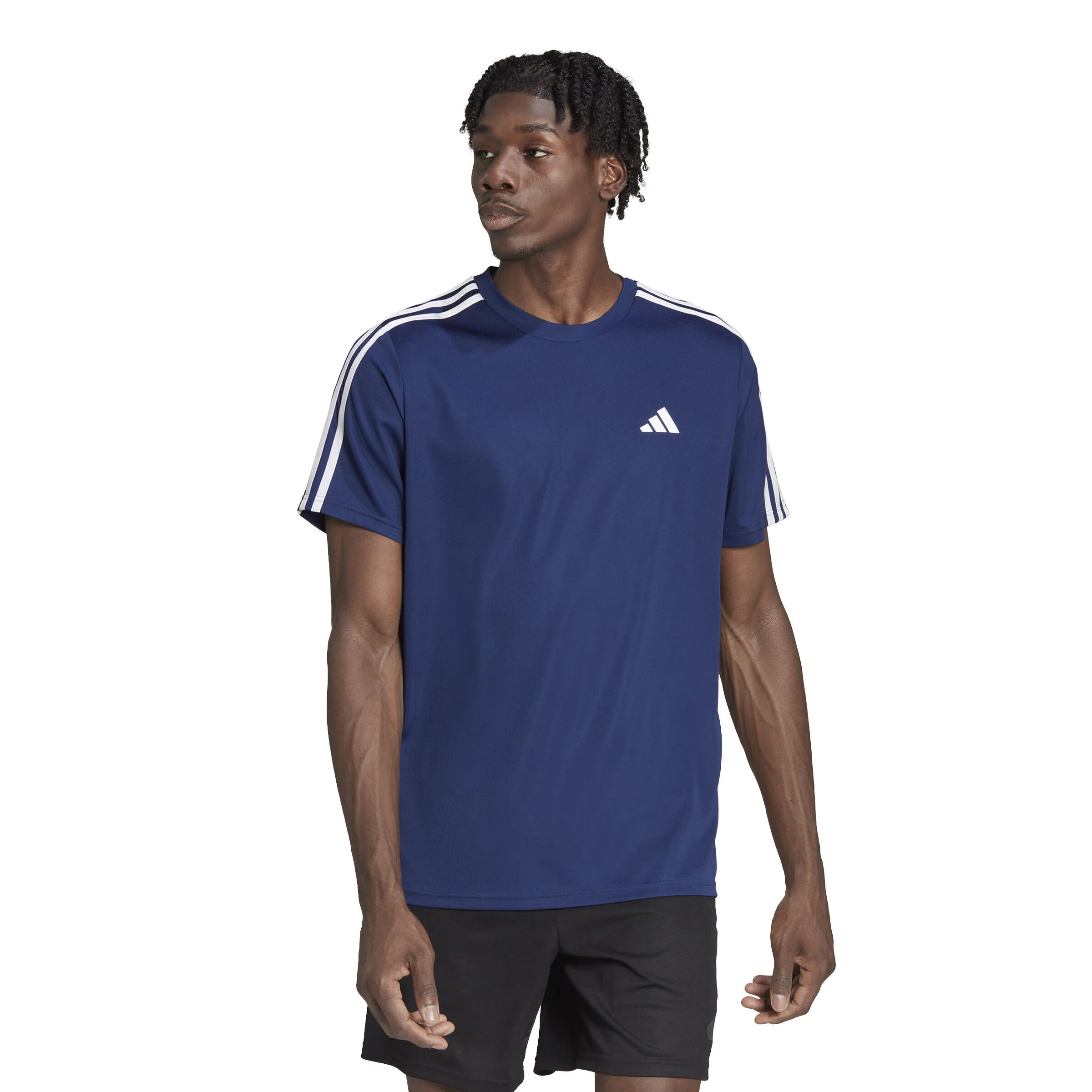 Training Essential Base 3 Stripes T-Shirt Herren - Dunkelblau, Weiß