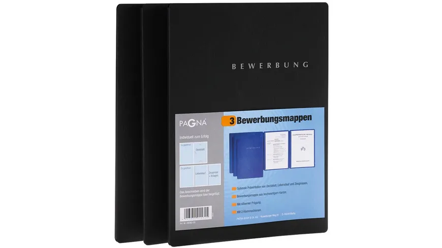 PAGNA Bewerbungsmappen-Set 3er Pack sortiert
