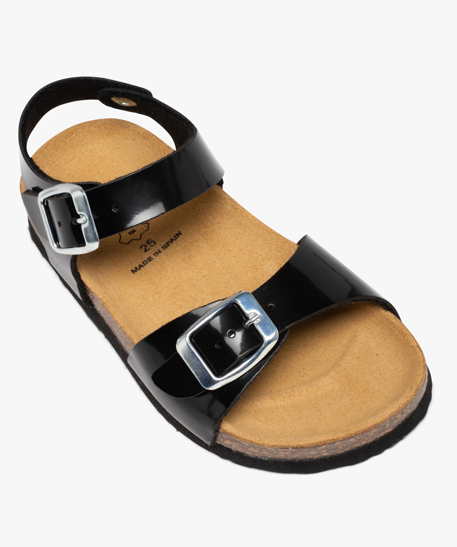 Sandales fille à brides à boucle fantaisie et semelle liège noir | GEMO