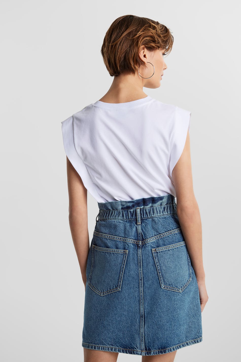 Paperbag denim skirt